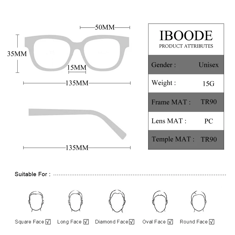 IBOODE TR90 квадратные анти-голубые световые очки для чтения для мужчин и женщин синяя пленка для дальнозоркости очки унисекс