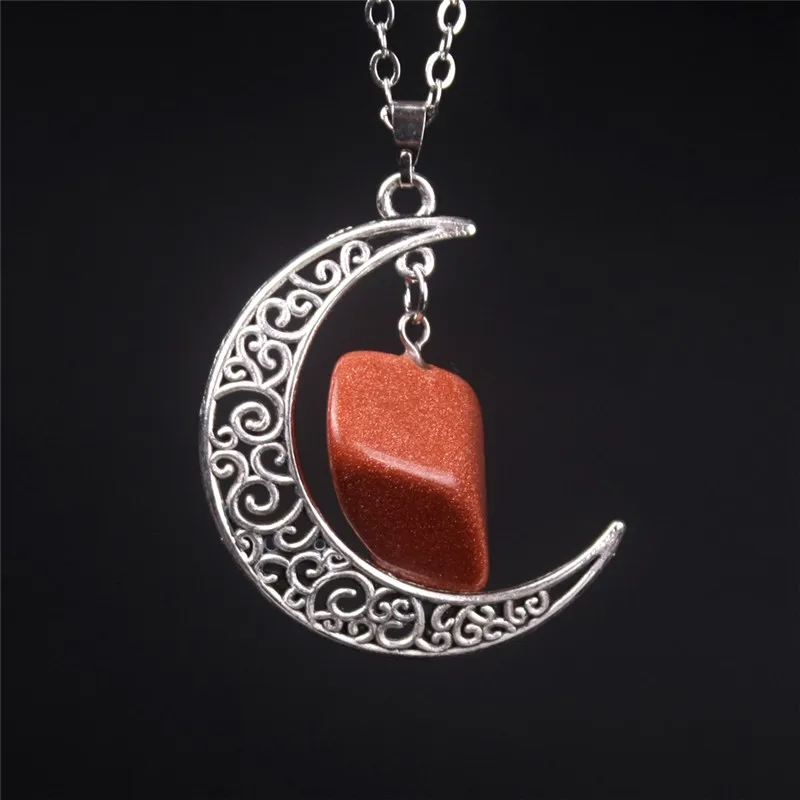 Ожерелье с подвеской Moon Charms антикварная цепочка полумесяц кварцевое ожерелье