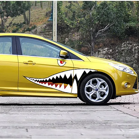 Забавная Автомобильная наклейка 3D крутой рот акулы наклейки на дверь автомобиля