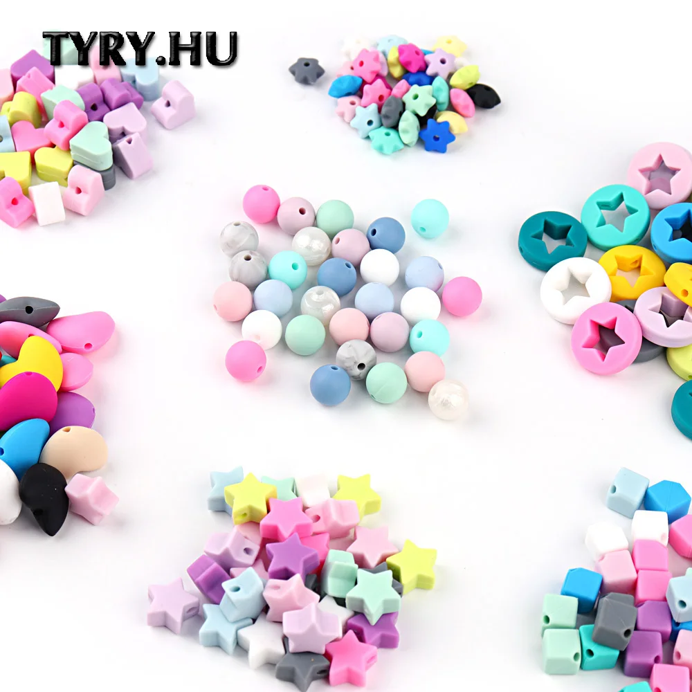 TYRY.HU, 100 шт./лот, силиконовые бусины, Детские Прорезыватели, силиконовые бусины для прорезывания зубов, для ожерелья, силиконовые прорезыватели, пустышка, цепочка, свободные бусины