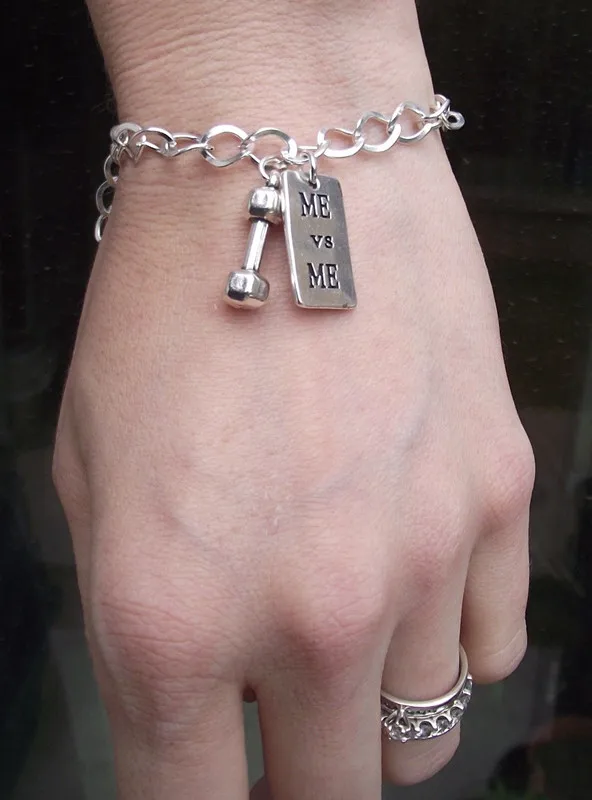 Новый сплав Древний серебряный ювелирные изделия гантели штанга браслет вера