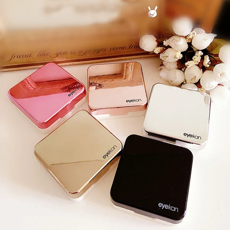 

2019 Colored Contact Lens Case With Mirror Women Man Unisex Contact Lenses Box Eyes Contact Lens Container Lovely Travel Kit Box
