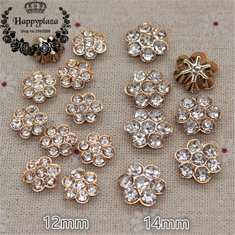 

20PCS 12mm/14mm Golden Color Rhinestone Flower Button Decoration Craft Scrapbook Accessories