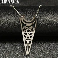 2021 fashion moon pentagram stainless steel statement necklace women silver color wicca necklace jewelry collier femme n422s02