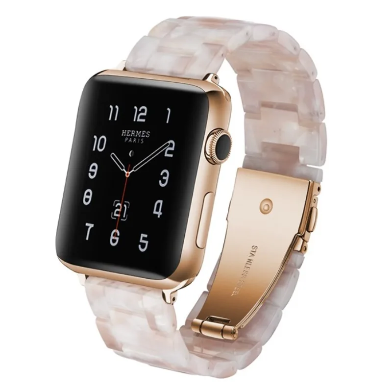 Розовый ремешок из смолы для Apple Watch модный i 40 мм 44 38 42 аксессуары смарт