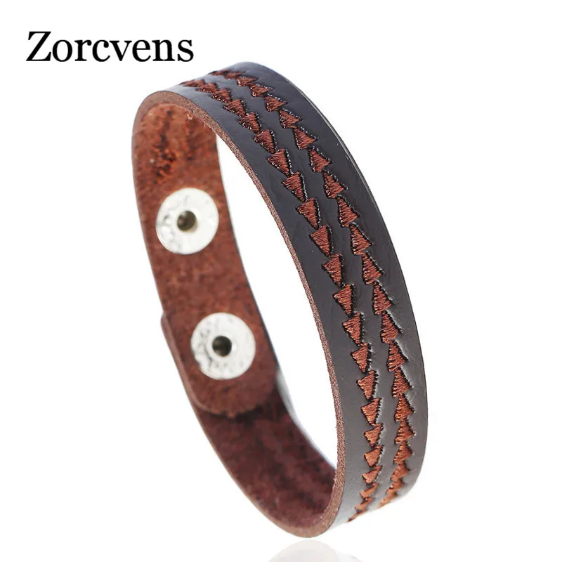 ZORCVENS модный мужской браслет из искусственной кожи, черный/коричневый цвет, мужские ювелирные аксессуары, подарок