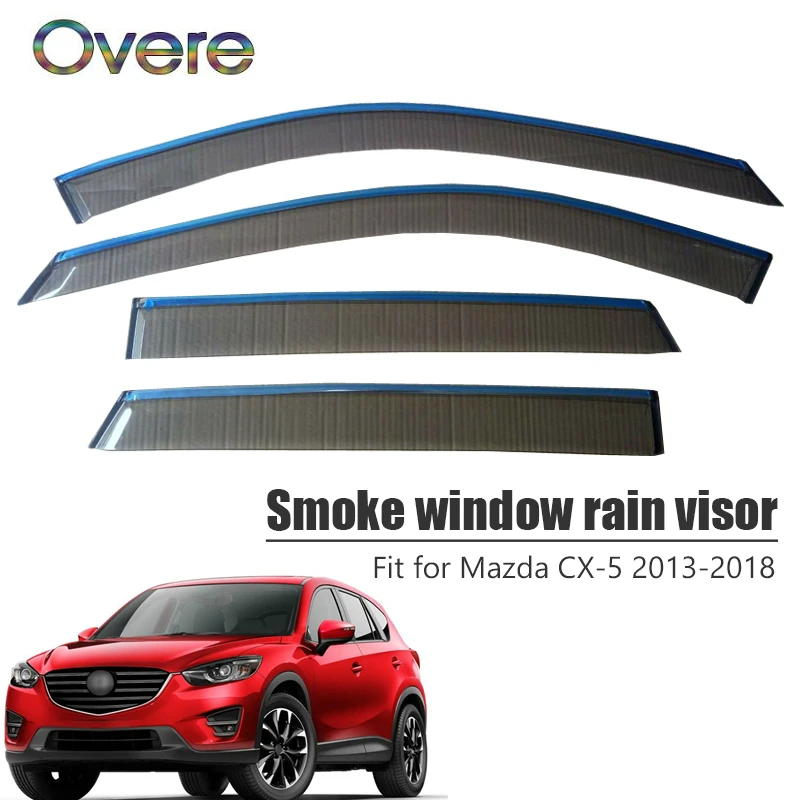 

Overe 4Pcs/1Set Smoke Window Rain Visor For Mazda CX-5 2013 2014 2015 2016 2017 2018 ABS Awnings Shelters Guard Accessories