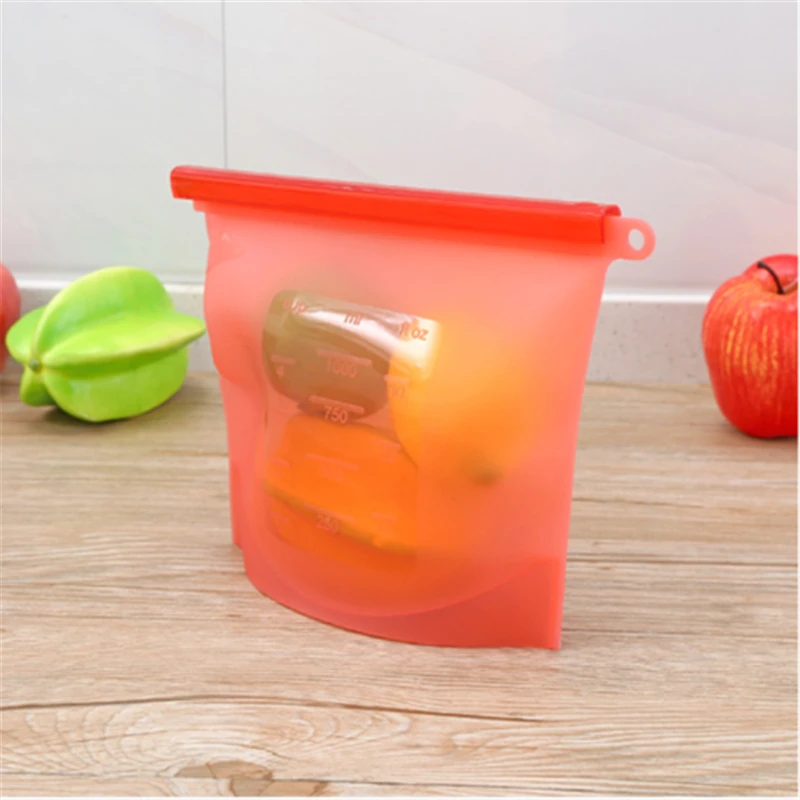 Reusable Silicone Food Fresh Bags Fridge Storage Containers Refrigerator Sealed Bag Kitchen Vegetable Fruits Ziplock |