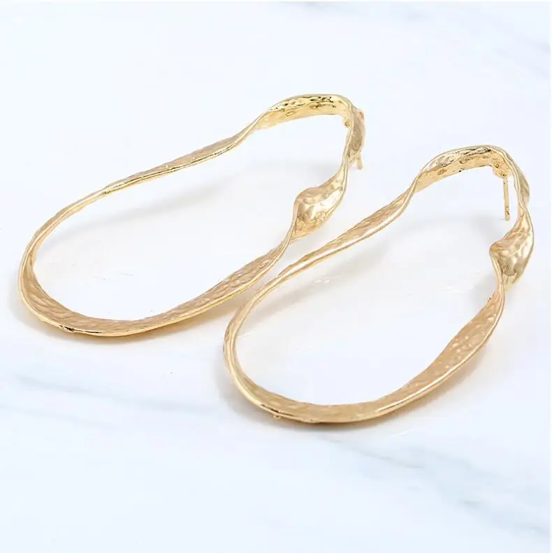 Oversized Big Hoop EarringsTrendy Gold Color Twisted Large Earrings for Women | Украшения и аксессуары