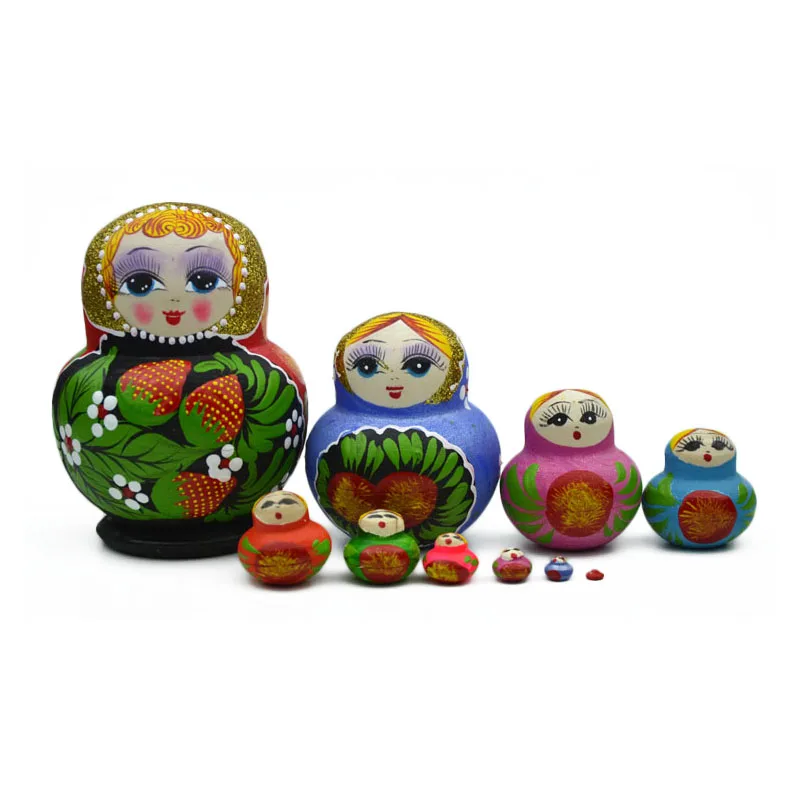 10 слойные деревянные русские куклы детская игрушка красочная ручная работа