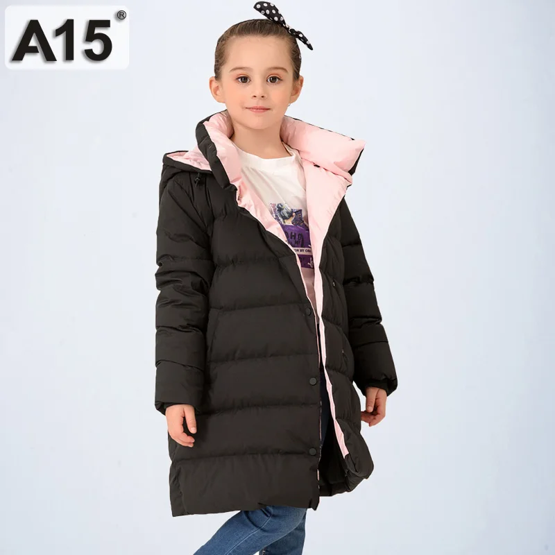 T-9061Pink Kids Winter Jacket for Girls Winter Down Coat Teenage Girls Parkas Toddler Children Warm Long Hooded Outwear Size 6 8 10 12 - Цвет: T-9061Pink