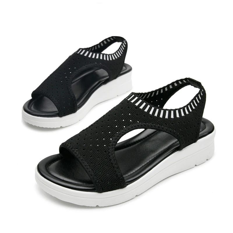 

BEYARNEwomen sandals for 2019 summer new platform sandal shoes breathable comfort shopping ladies walking shoes white blackE443