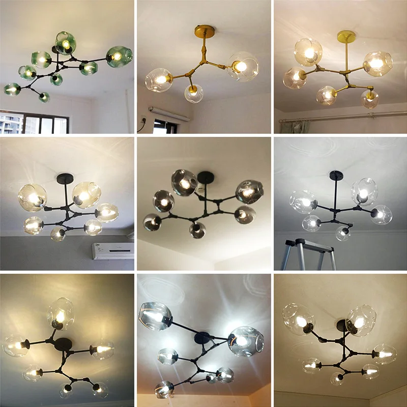 

Nordic Molecular Glass Pendant Lamp Modern Minimalist Glass Bubble Suspension Luminaire Pendant Light for Living Room Bedroom