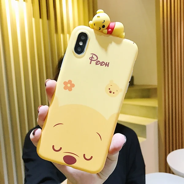 Мультяшная 3D кукла Винни тиггер чехол для телефона для iPhone X XS MAX XR анти-осень мягкая задняя крышка для iPhone 7 8 P 6s 6 Plus чехол Fundas - Цвет: Winnie Pooh