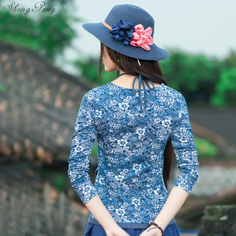 Женский Традиционный китайский топ в стиле ретро Tang короткая блузка китайском