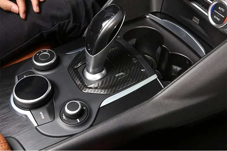 Углерода Волокно для Alfa Romeo Giulia стельвио ABS Пластик подкладке центральной консоли Шестерни Цельнокройное Панель крышка отделка заменяемой