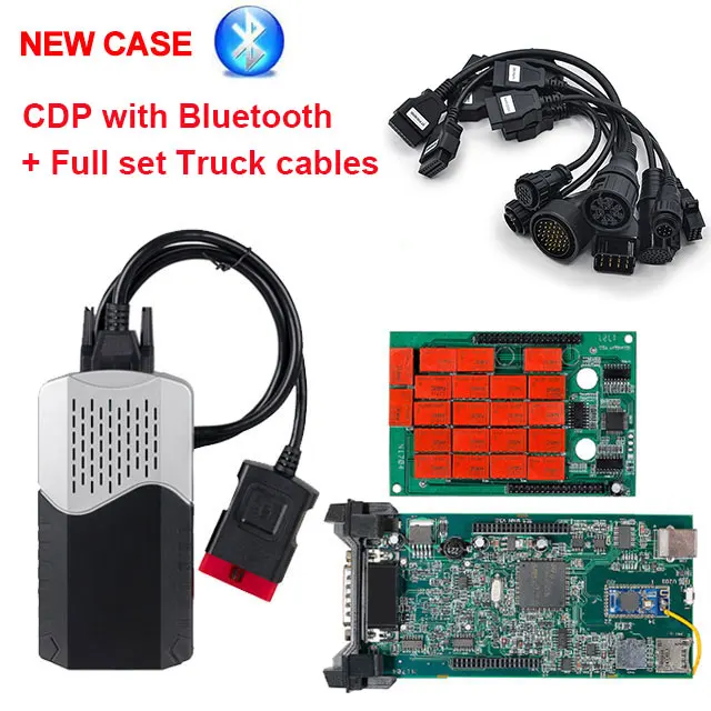 with CDP TCS BT CDP TCS кабели для автомобилей и грузовиков Полный комплект 8 шт. obdII OBD2 кабель для грузовиков автомобильные провода для multidiag pro mvd сканер OBD 2 диагностический инструмент - Цвет: with CDP TCS BT