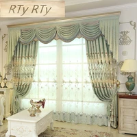chenille jacquard european embroidered curtains tulle window for living room bedroom curtains drapes flower pattern