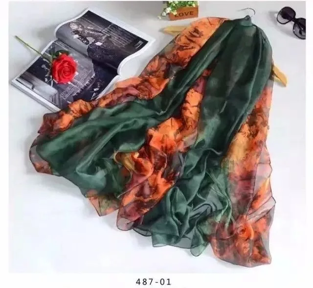 Женский шарф-парео оверсайз большие шелковые шифоновые шарфы пляжные