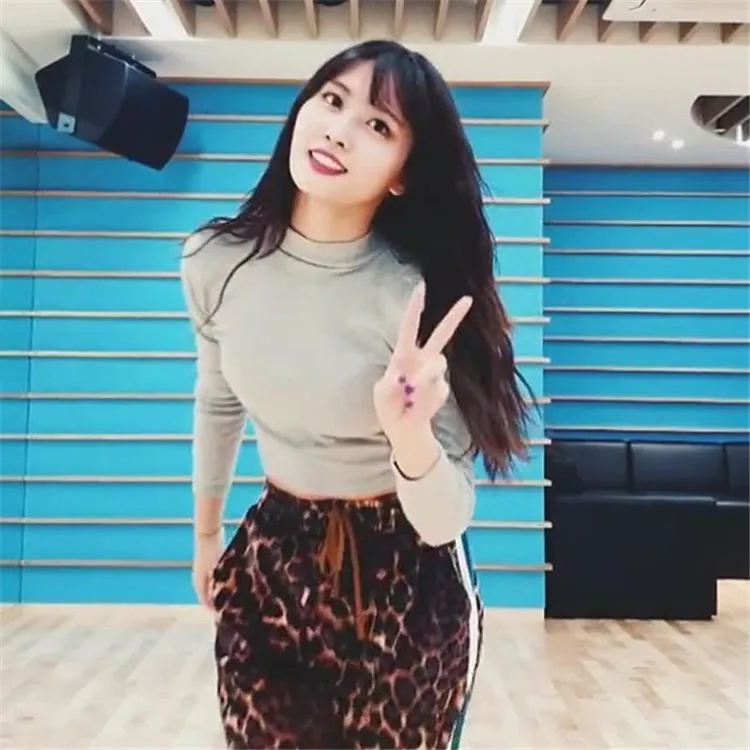 Kpop TWICE Momo же леопардовые бархатные штаны с высокой талией женские корейские Harajuku стильные спортивные штаны Осенние теплые брюки женская одежда