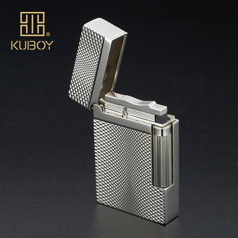 Высококачественная брендовая газовая зажигалка KUBOY белая матовая никелевая металлическая ветрозащитная зажигалка Мужские деловые подарки Lighters-ki-58
