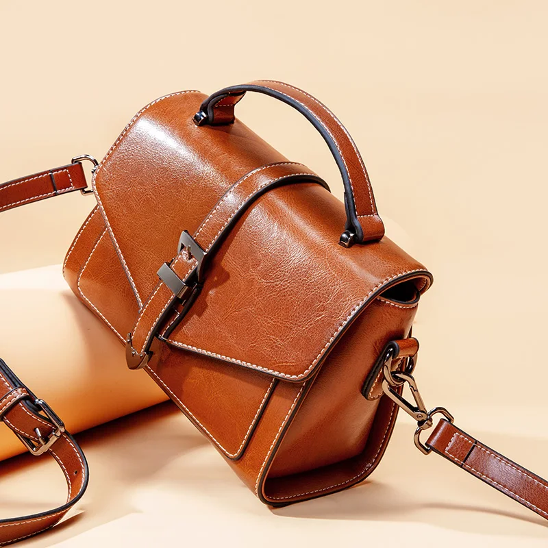 Genuine Leather Small Women Hand Bag Top-handle Bags Vintage Female Shoulder Messenger for Girls Handbag Totes | Багаж и сумки