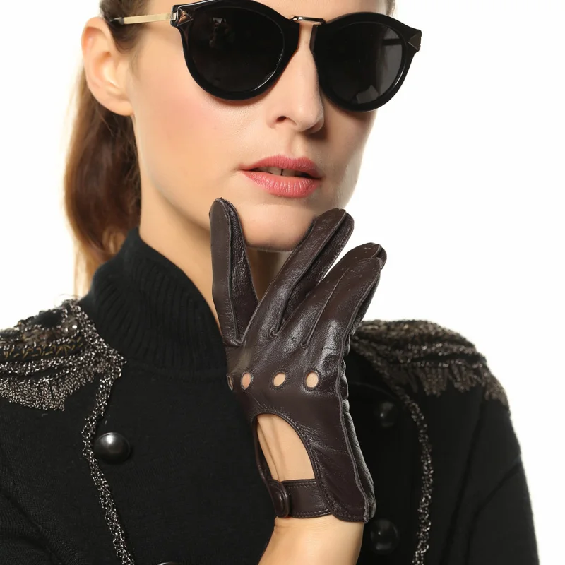 

2018 NEW Fashion Women Sheepskin Gloves Genuine Leather Thin Breathable Elegant Lady Five Fingers Driving Glove L117W-5