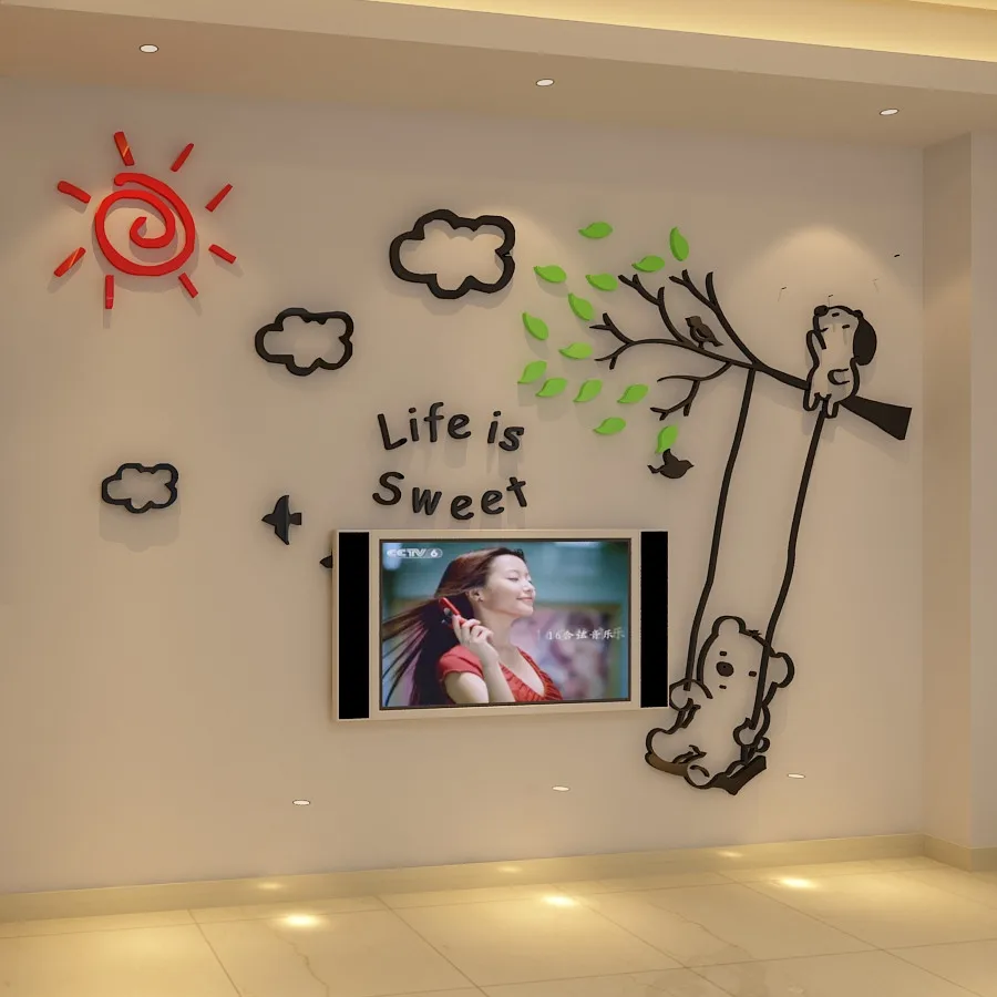 3D акриловые Стикеры для детской комнаты милые Мультяшные настенные обои девочек