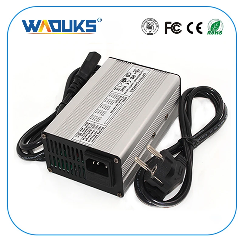 Waouks 29,4 V 5A литий-ионная батарея зарядное устройство для 7S 24V Lipo/LiMn2O4/LiCoO2 батарея Зарядка E-bike алюминиевый корпус с вентилятором