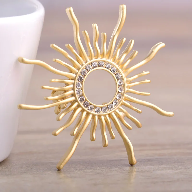 Новый Теплое Солнце Shaped Брошь Пальцы Для Женщин Кристалл Гладкой Шикарный