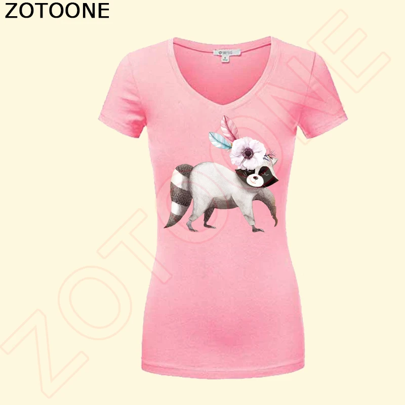 Переводные наклейки ZOTOONE с цветами мультяшный енот термопереводные для одежды