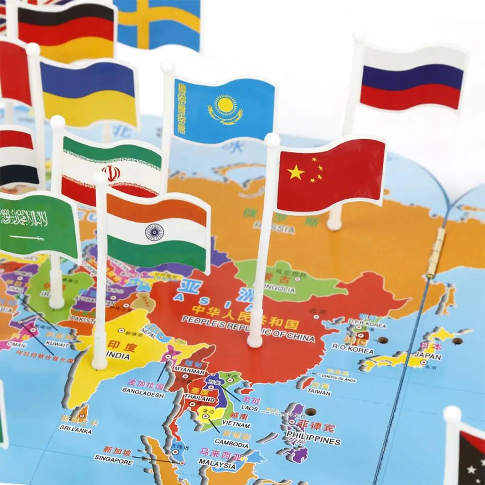 Geographic страна с флагом 3D деревянные головоломки карта мира игрушка снятия стресса Национальный флаг Дети Обучающие игрушки