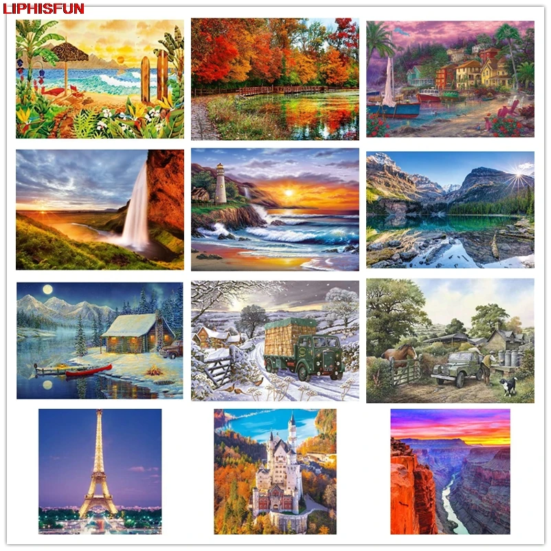 

Home Decor 5D Full Drill Diy Diamond Painting Cross Stitch Resin Square/round Diamond Embroidery Decoration scenery field snow