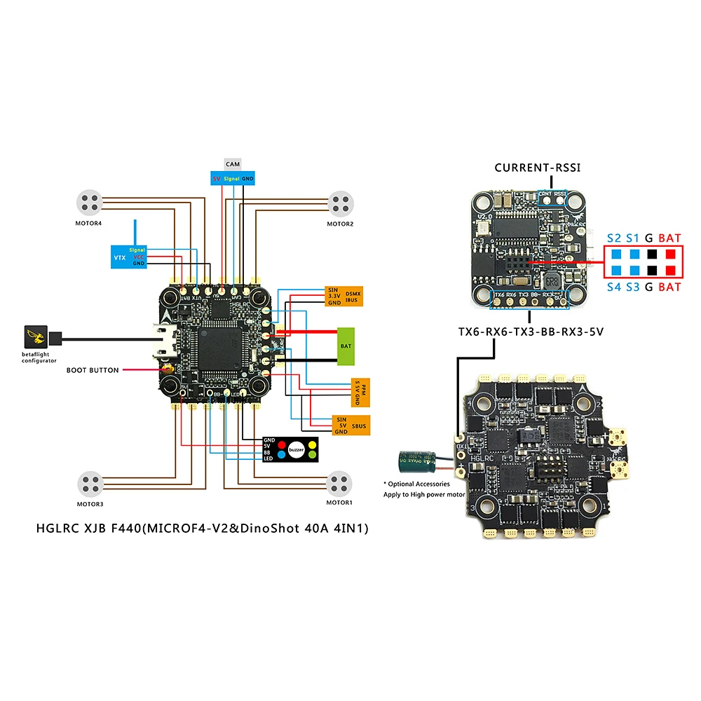 RC части для вертолета F440 F4 Контроллер полета OSD 4в1 40A Blheli_S ESC гоночного дрона