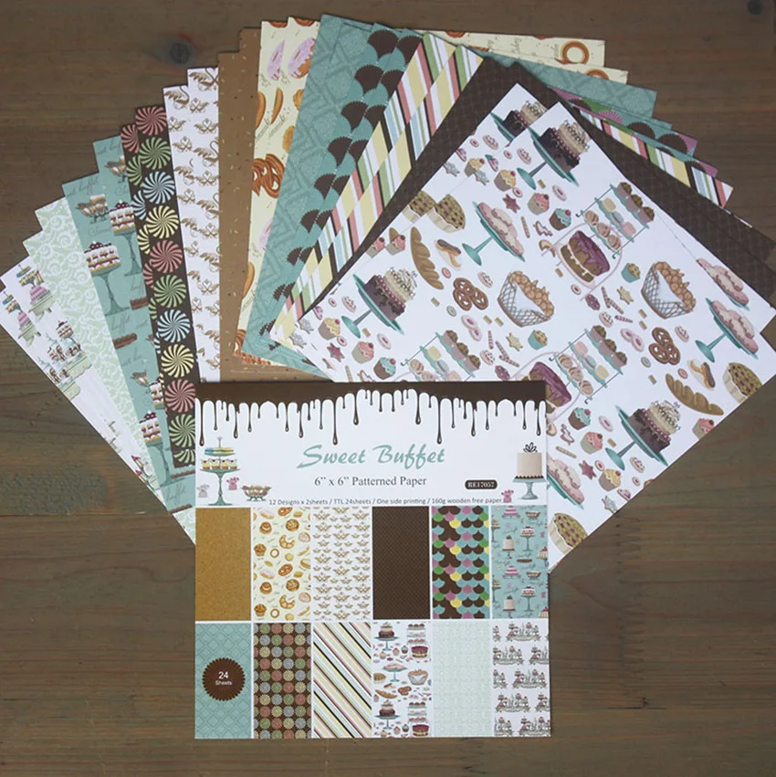 Бумажный пакет с рисунком в виде буфета для скрапбукинга 12 цветов 6*6 дюймов