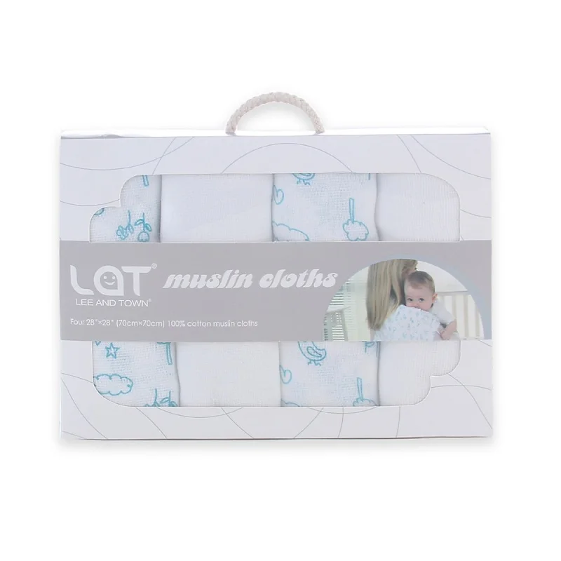Good morning LAT 4 шт./кор. из хлопка для новорожденных муслин площади моющиеся Премиум многоразовый подгузник Подгузники салфетки халат после купания Полотенца Одеяло - Цвет: Good morning