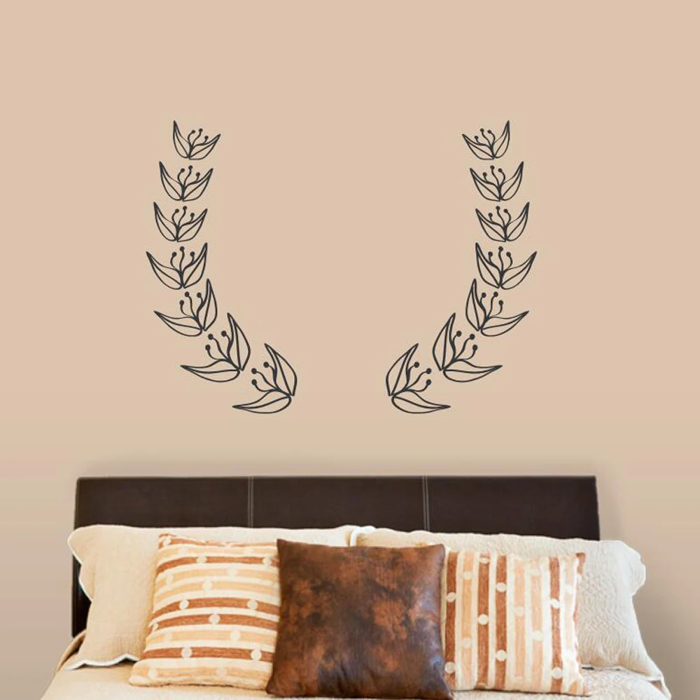 

Laurel Wreath Wall Decal Stickers Home Decor Bedroom Removable Flowers Wall Sticker Bed Background Vinyl DIY Art Wallpaper S365