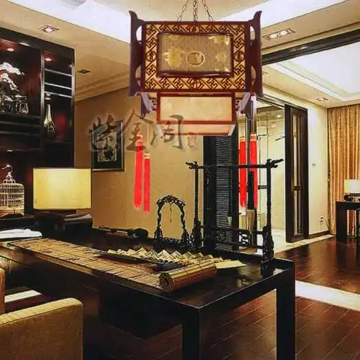 The new study Antique Wooden chandelier lighting fixtures Chinese teahouse hotel project clubhouse living room lights |