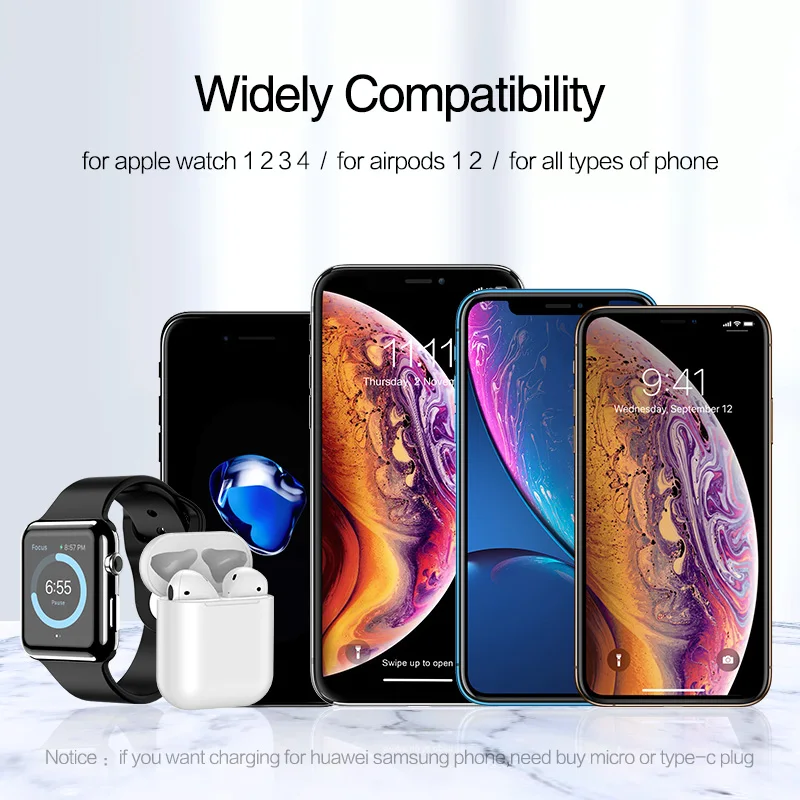 YBD Беспроводное зарядное устройство для iPhone Apple Watch X XR XS Max 8 док станция Airpods