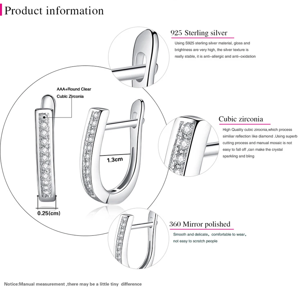 EVOJEW Authentic Real 925 Sterling Silver Clear CZ Round Shape Hoop Earrings For Women Wedding Anniversary Party Jewelry Gift | Украшения и