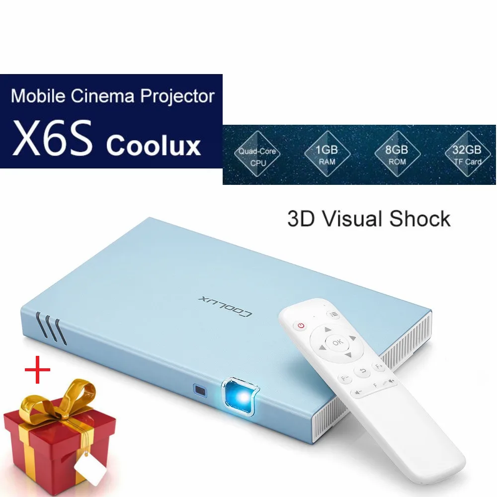 Coolux X6S проектор 1000 люмен DLP 1080P мобильный кинотеатр двухъядерный 2 4G 5G WiFi 2000:1