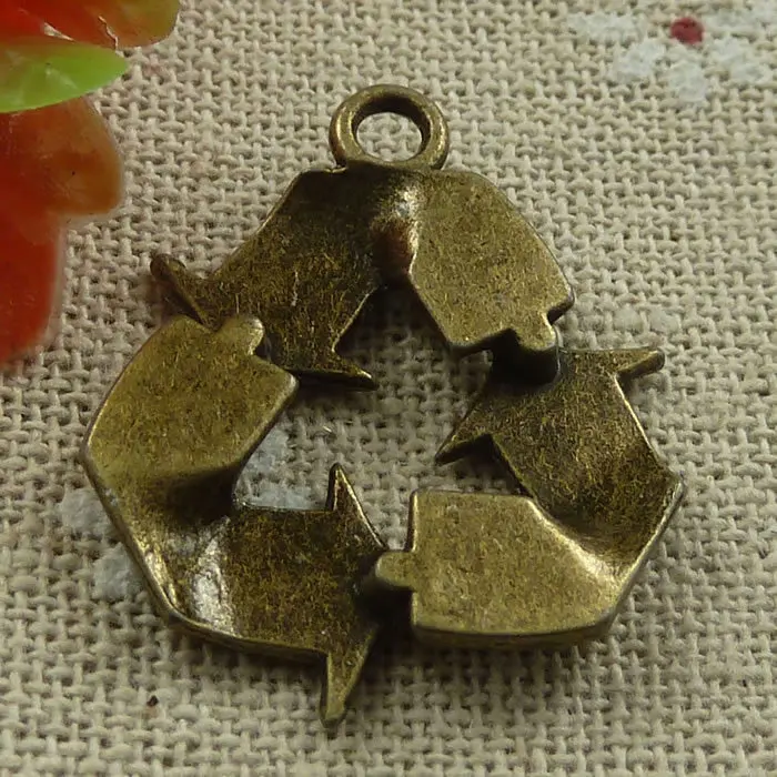 66 шт покрытый бронзой recycle logo charms 29x25 мм #1758 | Украшения и аксессуары