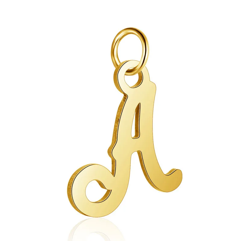 New 10pcs/Lot 26 English Alphabet Letters Pendants Gold 316L Stainless Steel Charms DIY Handmade Necklace Jewelry Making Finding | Украшения