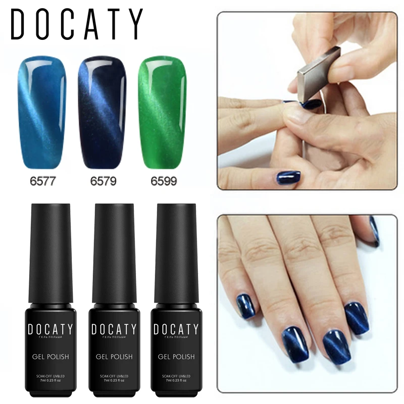 Docaty УФ гель для ногтей кошачий глаз блестящий эффект Лаки Полупостоянный Лак