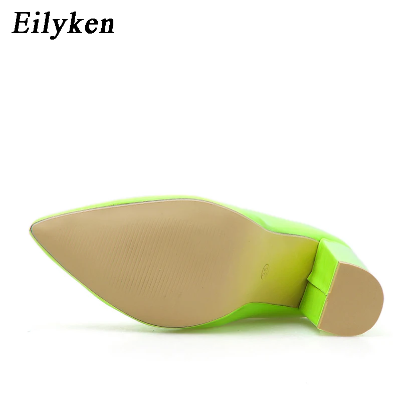 Eilyken/Новинка 2021 года Женские ботинки на высоком каблуке Зеленые до середины икры