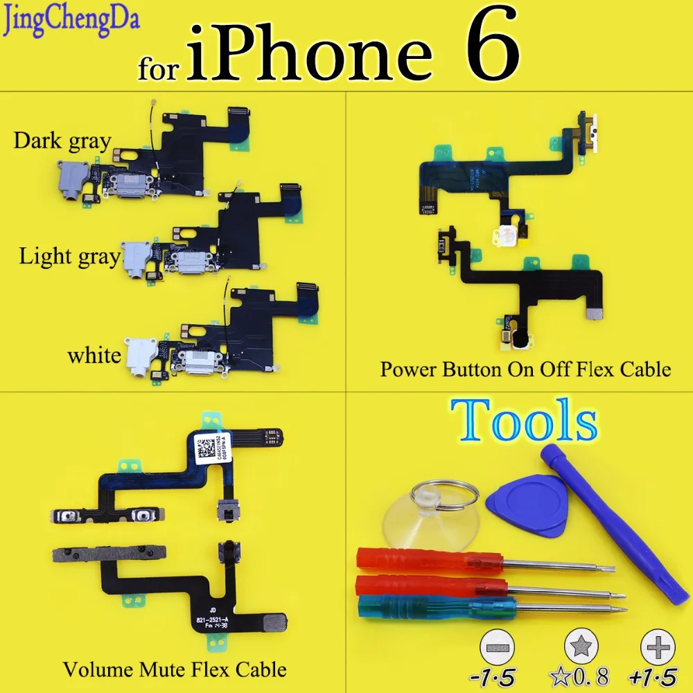 Шлейф зарядного устройства JCD для iPhone 6 USB порт док разъем кнопка включения и