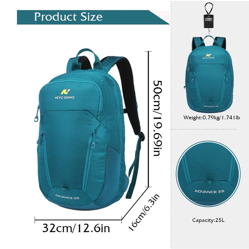 25L NEVO RHINO, водонепроницаемый мужской рюкзак, унисекс, дорожная сумка, походный, для альпинизма, альпинизма, кемпинга, рюкзак для мужчин