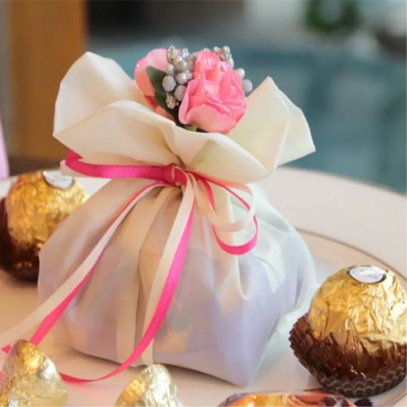 Подарочные сумки конфетного цвета в итальянском стиле мешочек из пряжи с