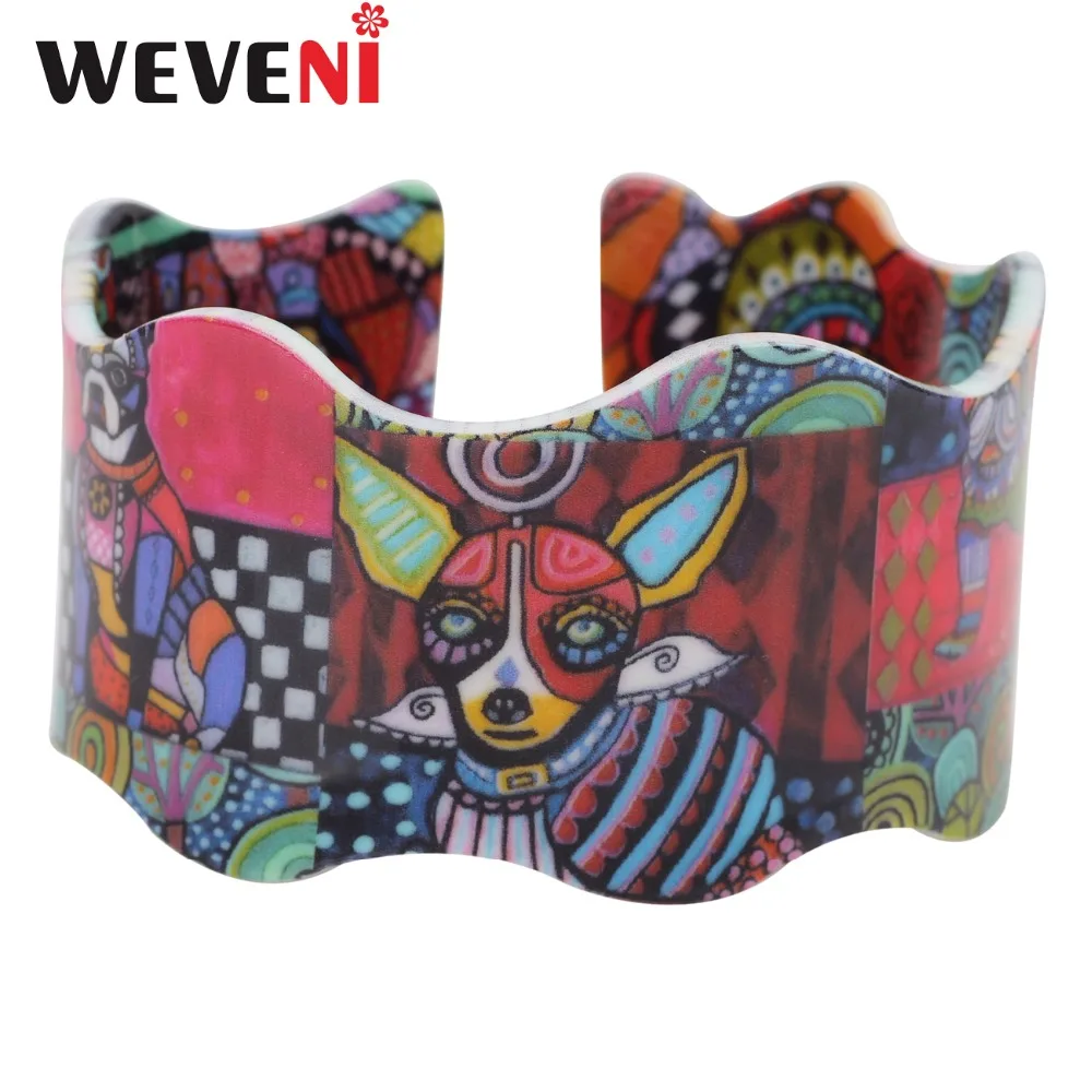 Широкий Легкий браслет WEVENI с собакой чихуахуа оригинальные акриловые украшения