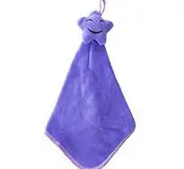 Purple 1 шт. милые детские полотенца для рук Улыбка Звезда Висячие Дети ванная комната утолщаются мягкий коралловый бархат Бытовая чистящая ткань - Цвет: Purple